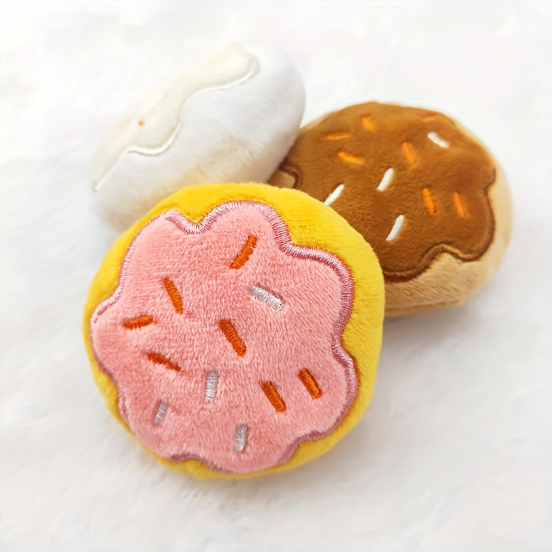 4pc Plush Donut Pet Toy