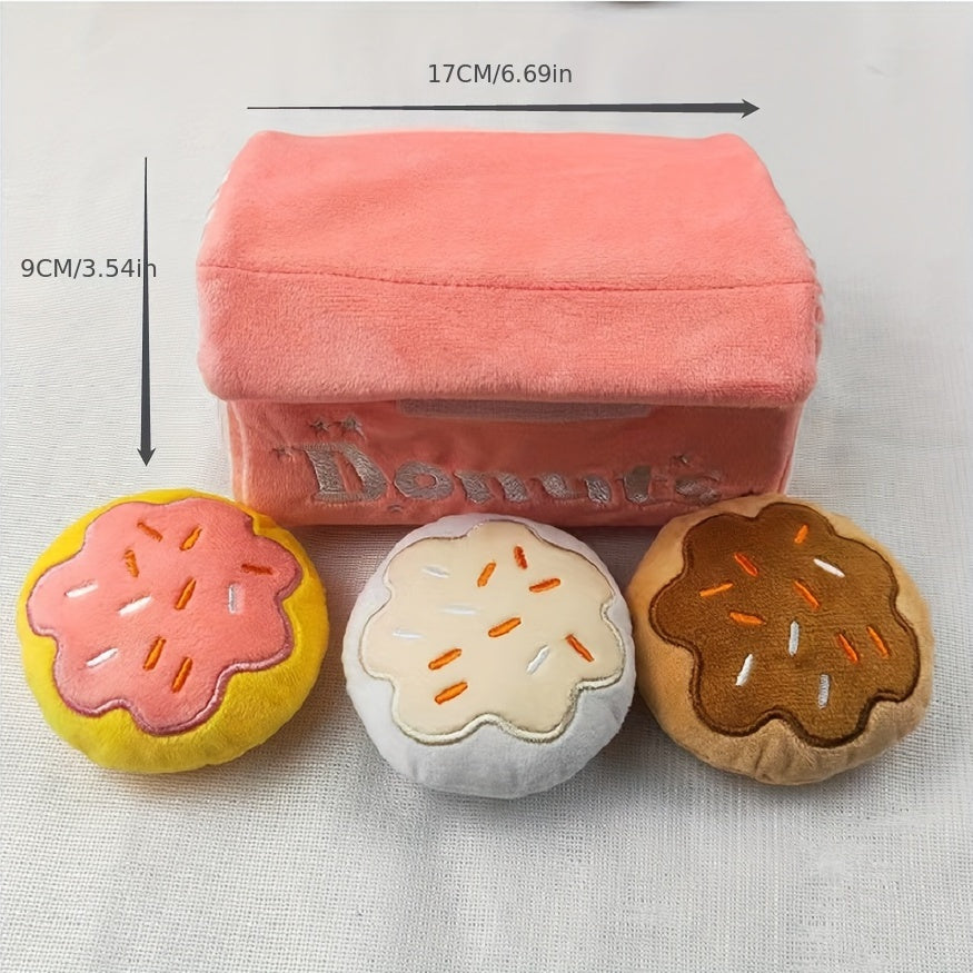 4pc Plush Donut Pet Toy