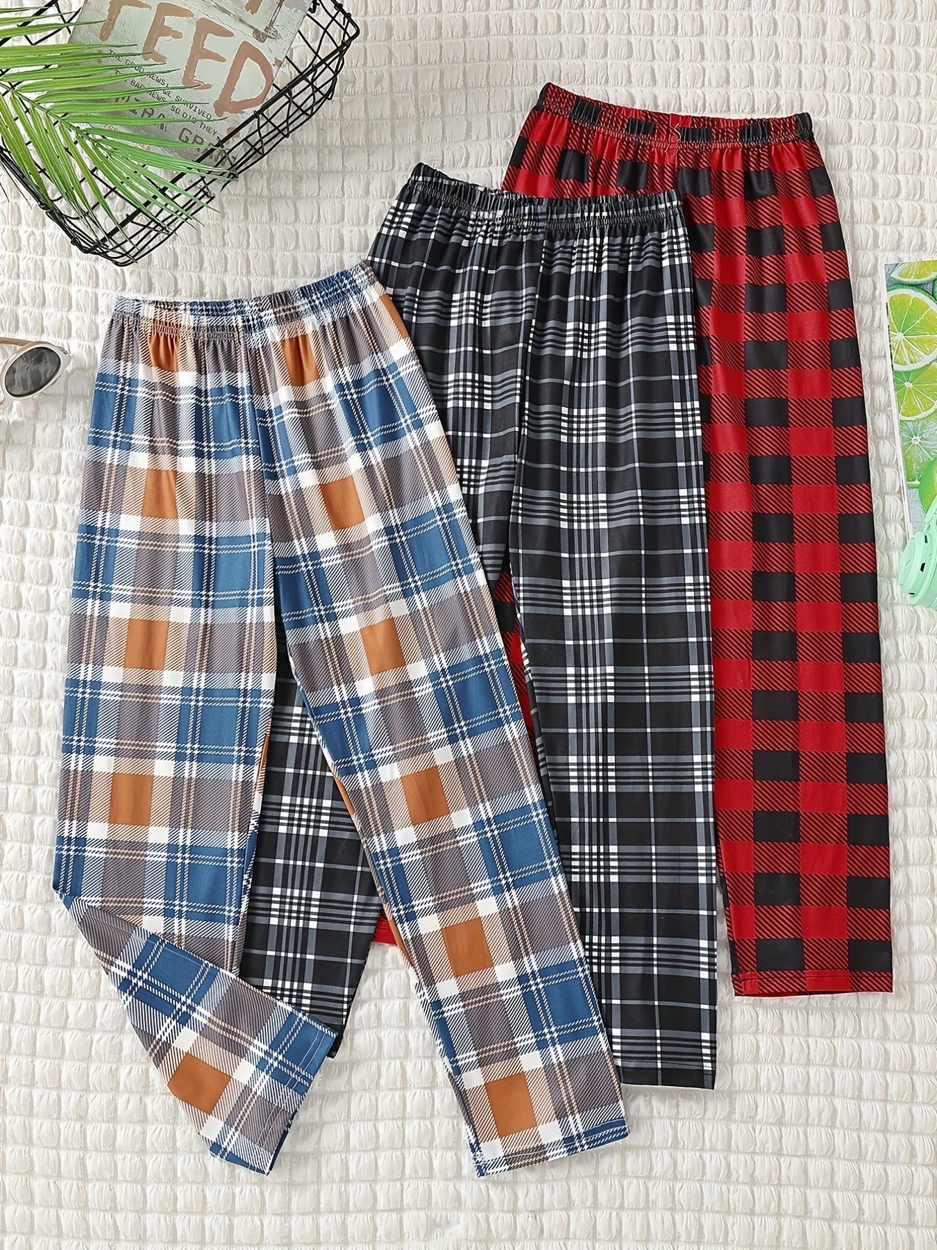 3pc Soft Plaid Loungewear